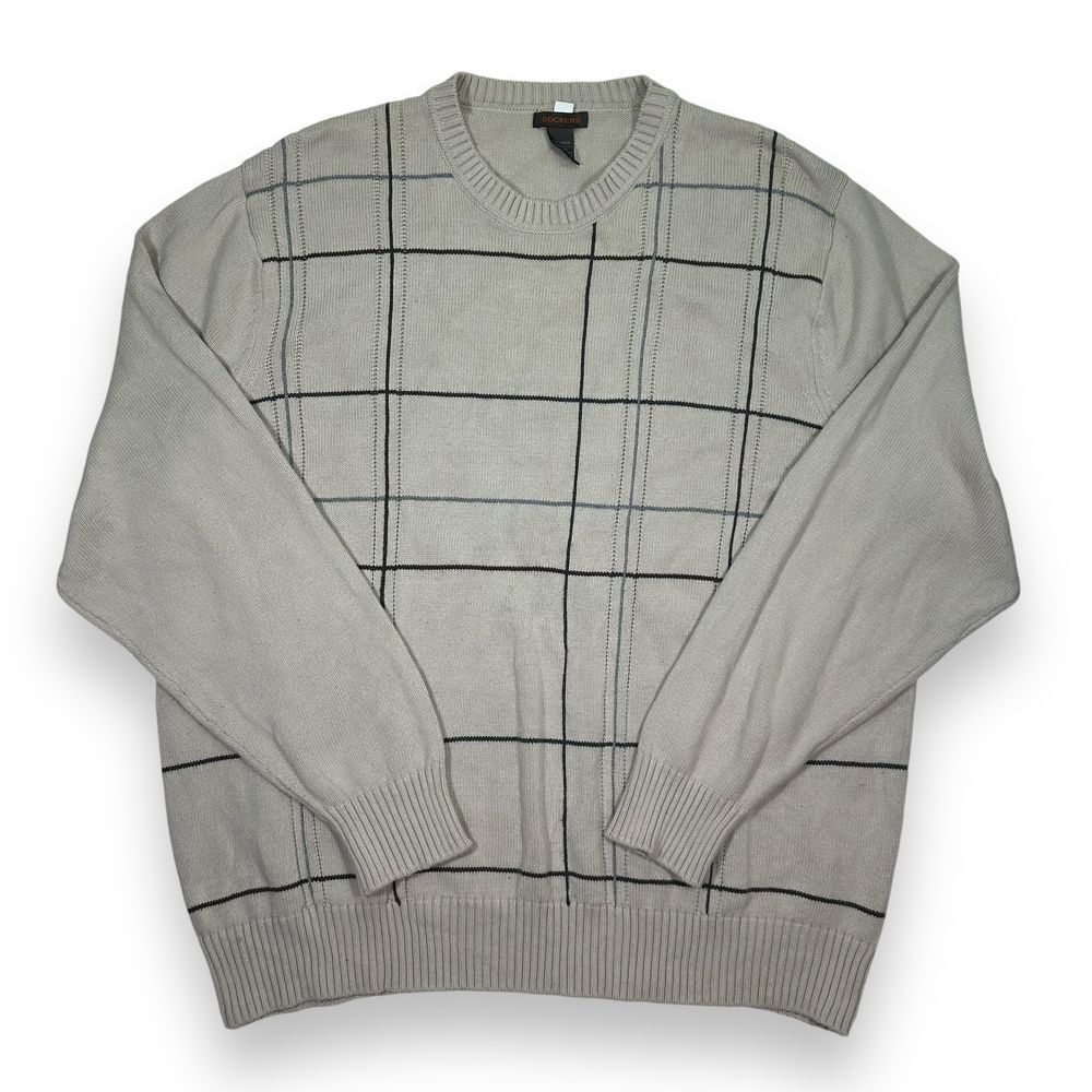 Dockers Classic Light‎ Gray Windowpane Crewneck Sweater Mens XXL